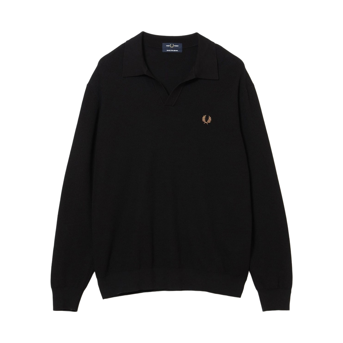 - Fred Perry x Beams Skipper Knit Long Sleeve Polo Shirt Black