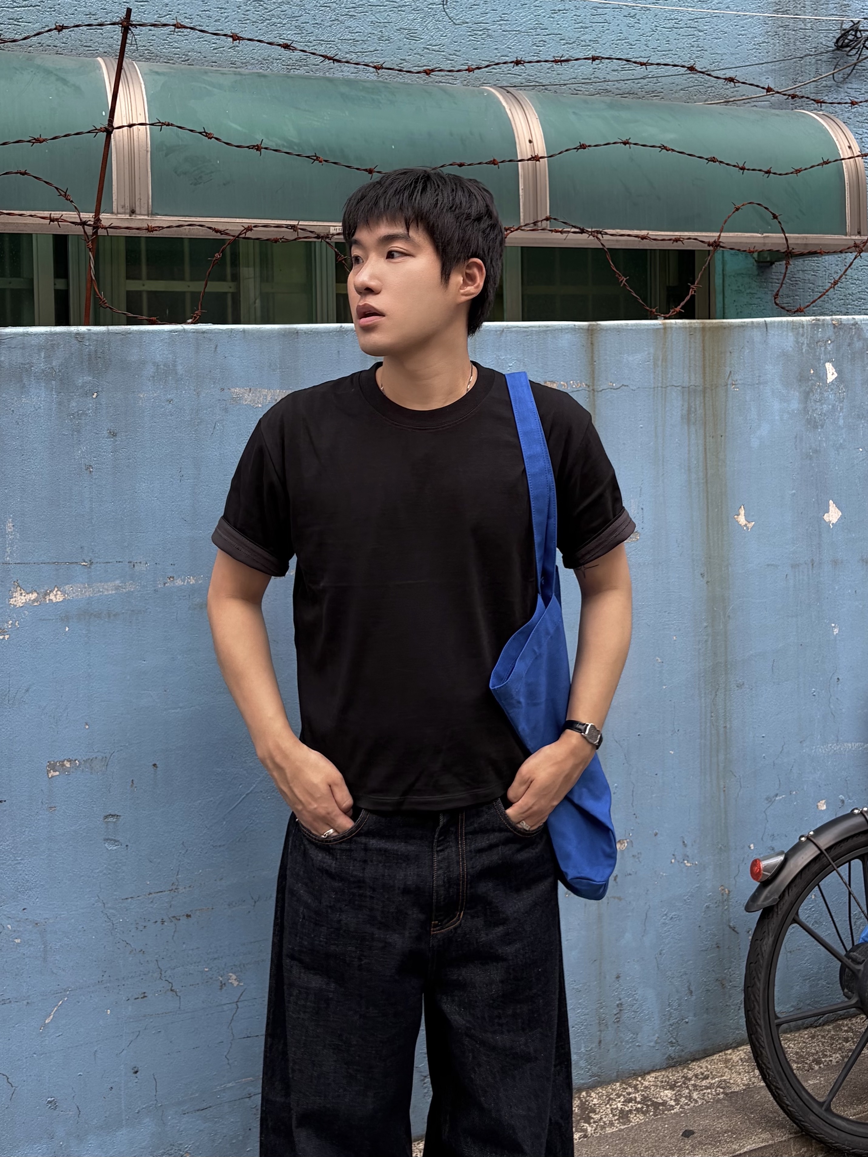 noun Easeful Tote Bag Blue, noun Wide Curved Denim Pants One Washed 착용 스타일 - 4