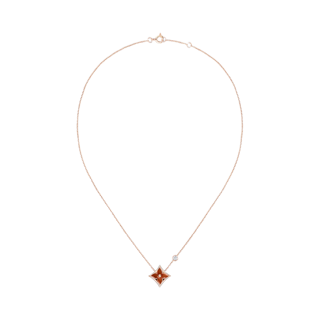 Q93711 (W) Louis Vuitton Color Blossom BB Star Pendant Pink Gold Cornelian Diamond