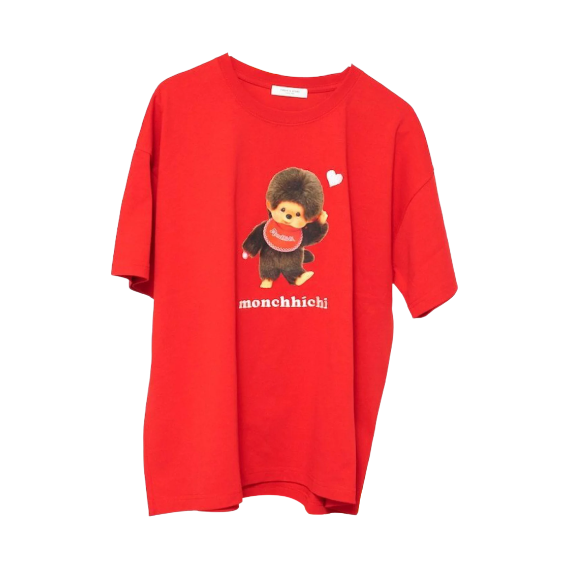 (W) 프릭스 스토어 x 몬치치 프린티드 하트 자수 리미티드 에디션 티셔츠 레드((W) Freak's Store x Monchhichi Printed Heart Embroidery Limited Edition T-Shirt Red) - 1
