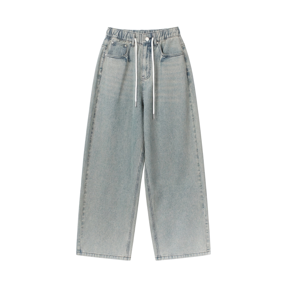 GC3958 GCLIP Essential String Banding Long Wide Denim Pants Blue