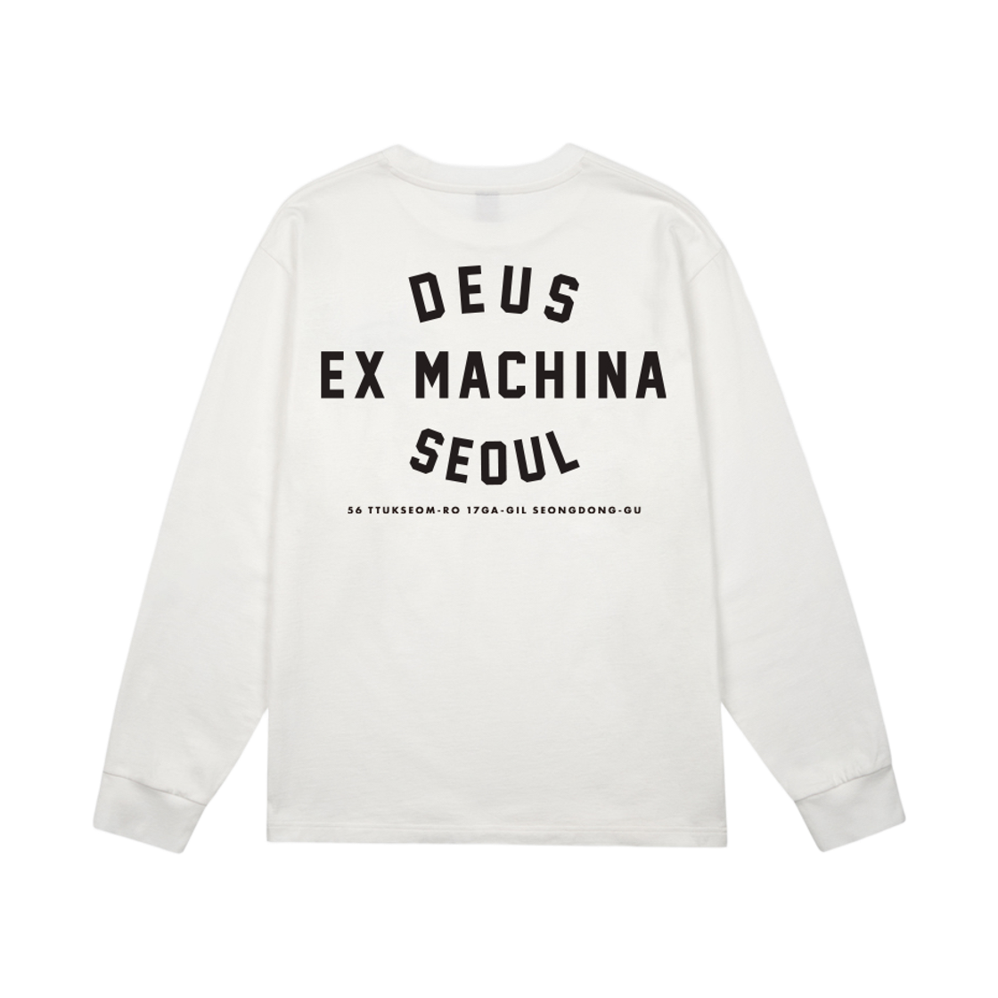 데우스 엑스 마키나 서울 컬리지 어드레스 롱슬리브 티셔츠 화이트(Deus Ex Machina Seoul College Address L/S T-Shirt White)