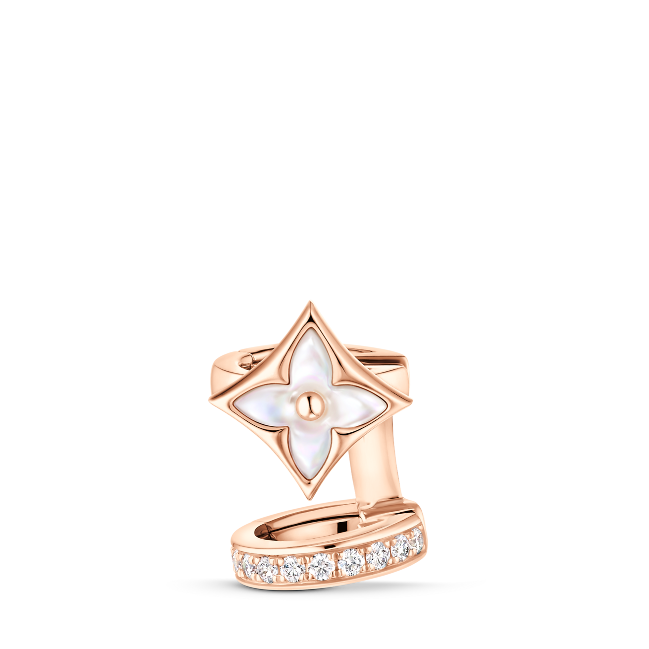 Q16909 (W) Louis Vuitton Color Blossom XS Star Earcuff Pink Gold White Mother of Pearl Diamond