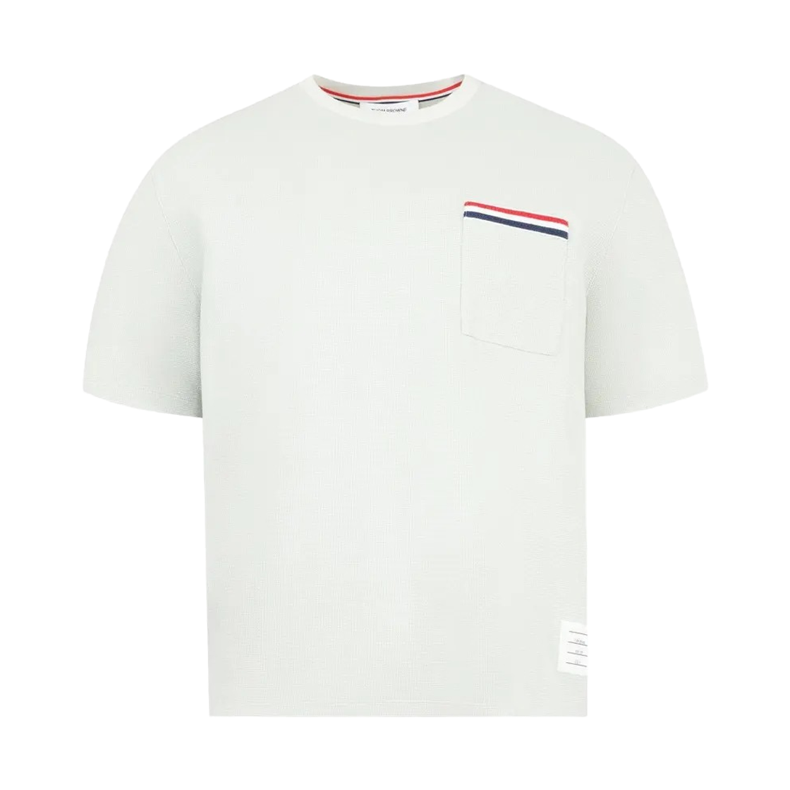 MJS298E-J0251-050 Thom Browne RWB Short Sleeve Pocket T-Shirt Pale Grey