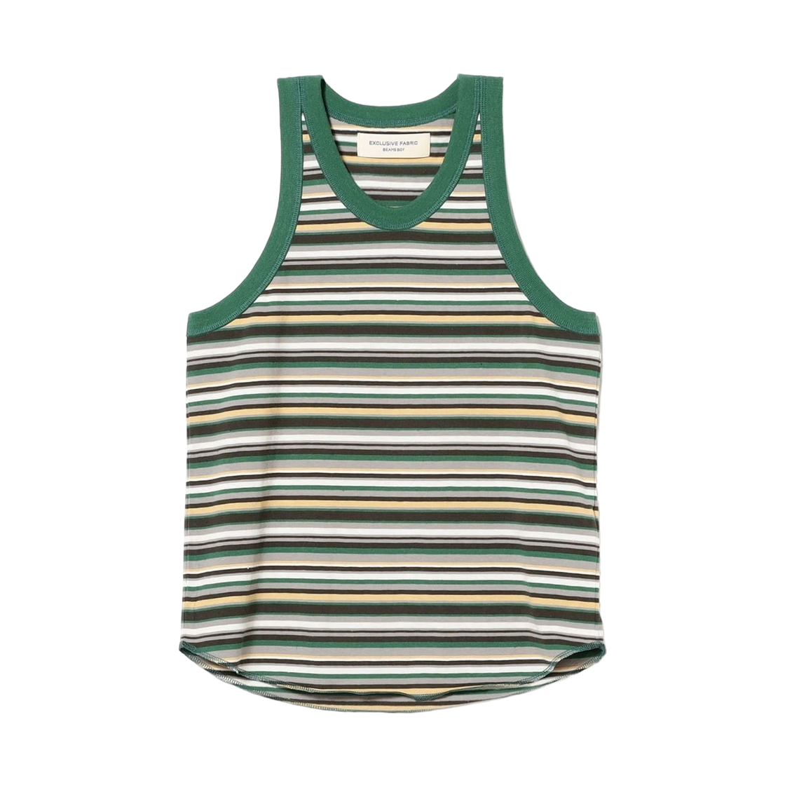 (W) 빔즈 보이 멀티 보더 탱크 탑 그린((W) Beams Boy Multi Border Tank Top Green) - 1