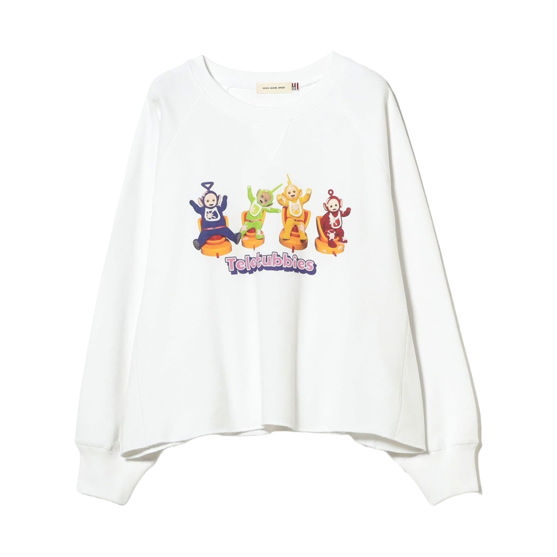 (W) 레이 빔즈 x 굿 록 스피드 x 심슨 가족 x 텔레토비 스웨트셔츠 화이트((W) Ray Beams x Good Rock Speed x The Simpsons x Teletubbies Sweatshirt White)