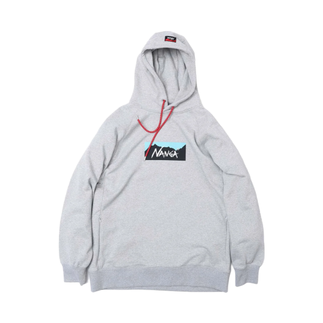 난가 에코 하이브리드 박스 로고 스웨트 후드 라이트 그레이(Nanga Eco Hybrid Box Logo Sweat Hoodie Light Grey)