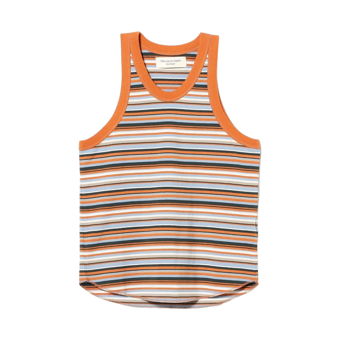 (W) 빔즈 보이 멀티 보더 탱크 탑 오렌지((W) Beams Boy Multi Border Tank Top Orange) - 1