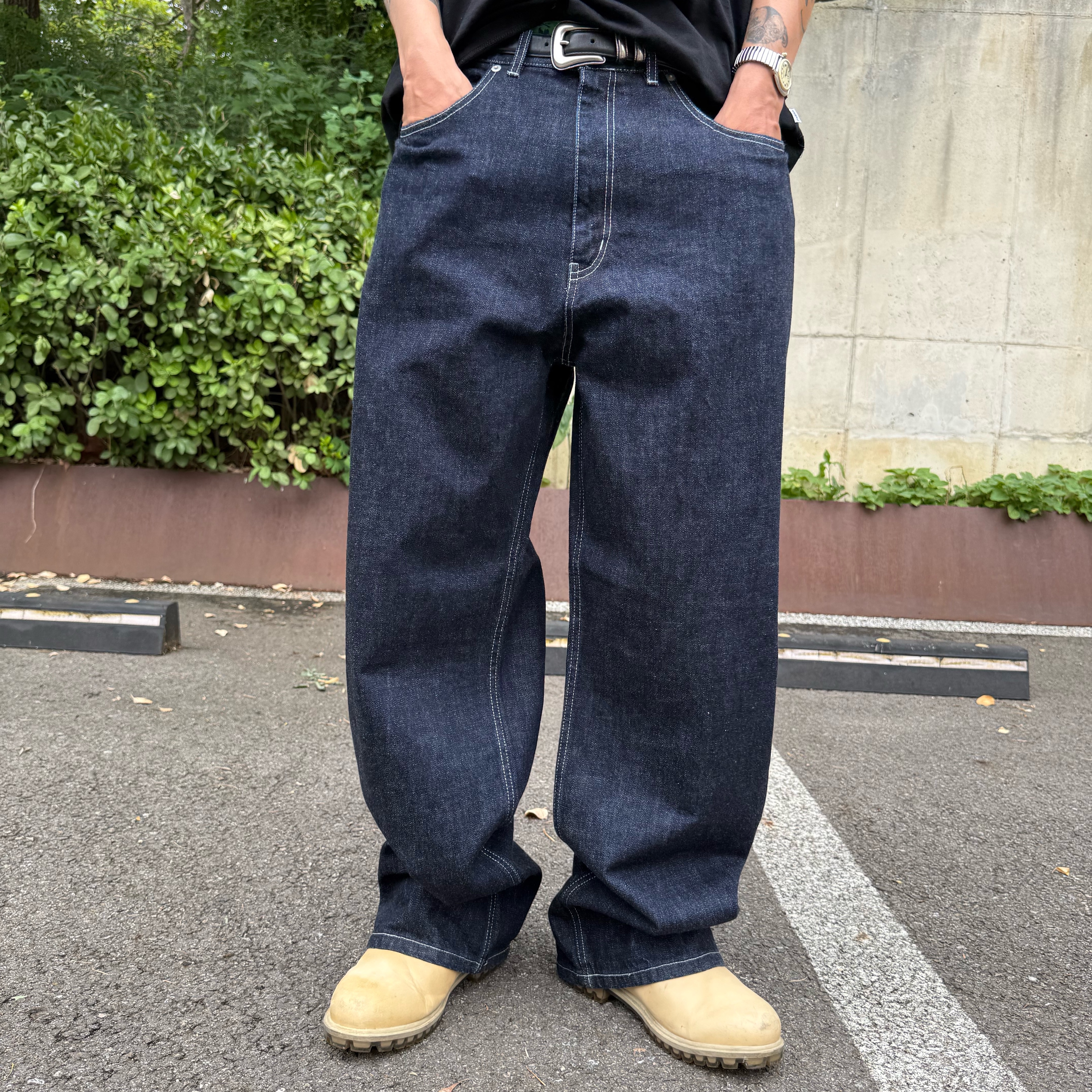 AKRYL Jersey Tee Super Black - 26FW, AKRYL Denim Boxy Pants One Wash - 26FW ์ฐฉ์ฉ ์คํ์ผ - 4