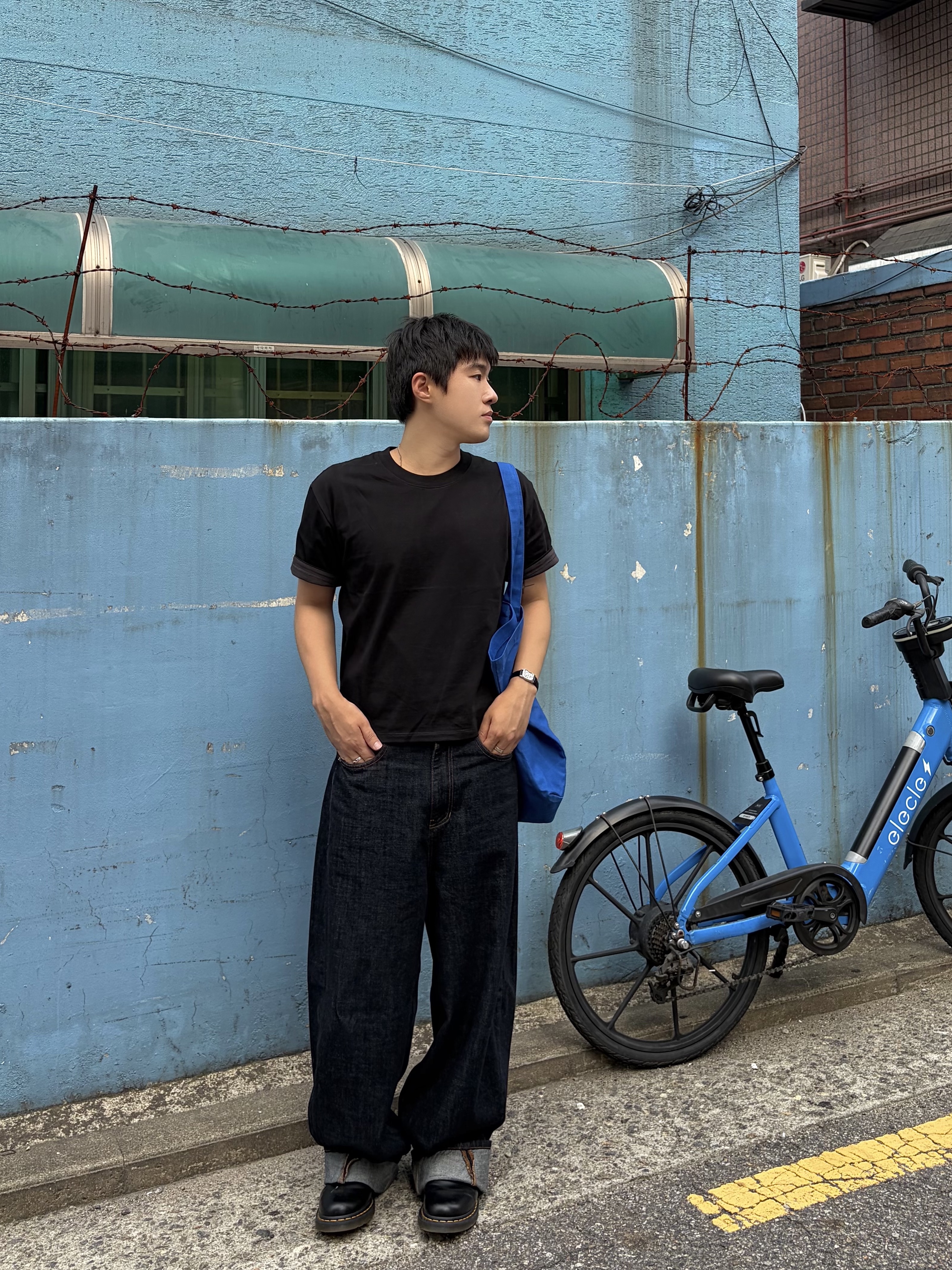 noun Easeful Tote Bag Blue, noun Wide Curved Denim Pants One Washed 착용 스타일 - 2