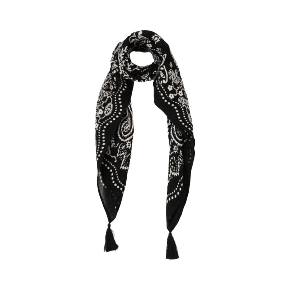 64-45-0752-578 Demi-Luxe Beams x Manipuri Bandana Tassel Stole Black