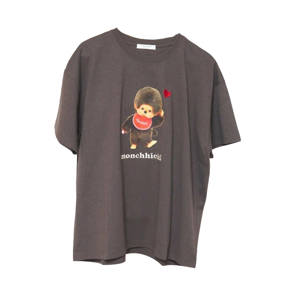 (W) 프릭스 스토어 x 몬치치 프린티드 하트 자수 리미티드 에디션 티셔츠 블랙((W) Freak's Store x Monchhichi Printed Heart Embroidery Limited Edition T-Shirt Black)