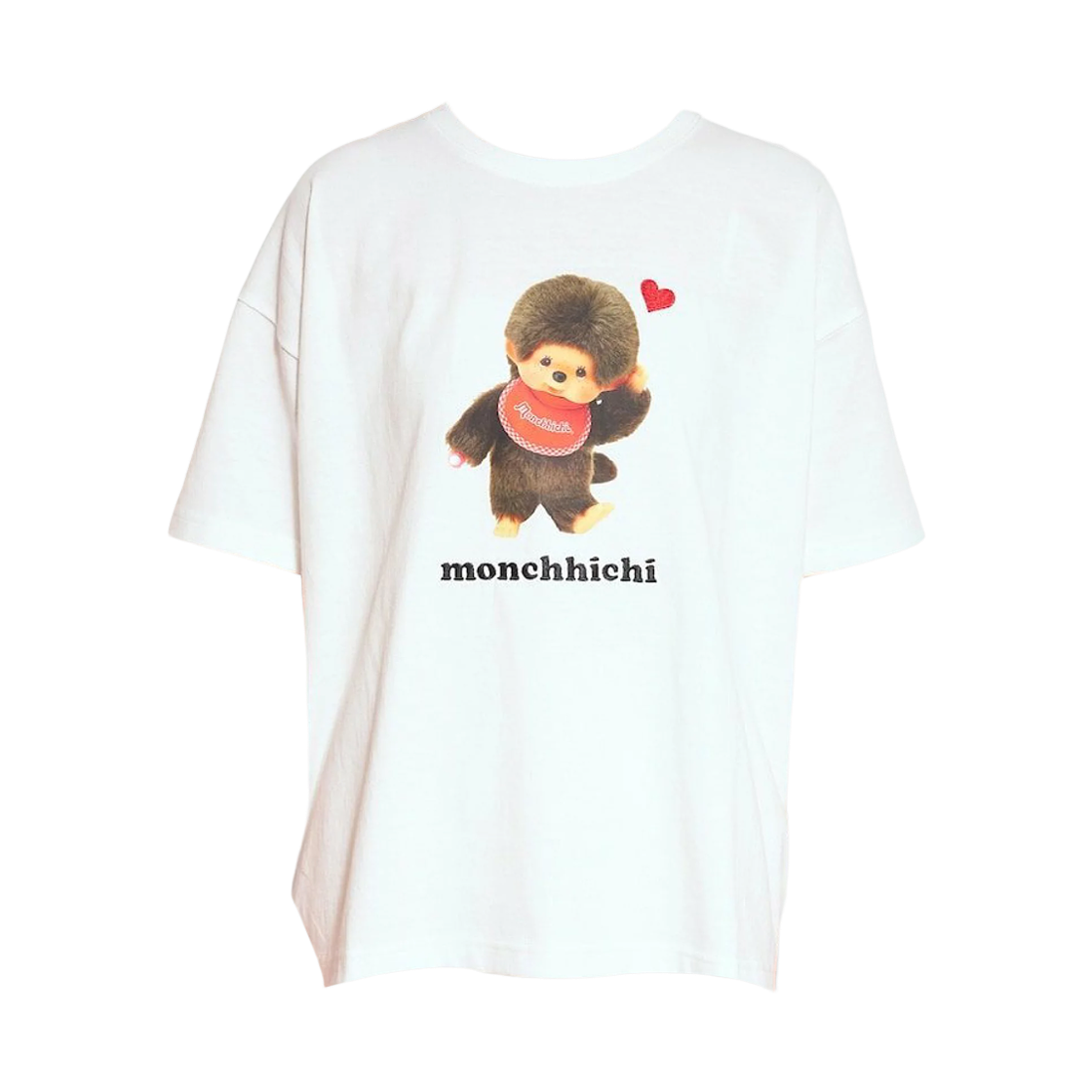 (W) 프릭스 스토어 x 몬치치 프린티드 하트 자수 리미티드 에디션 티셔츠 오프 화이트((W) Freak's Store x Monchhichi Printed Heart Embroidery Limited Edition T-Shirt Off White)