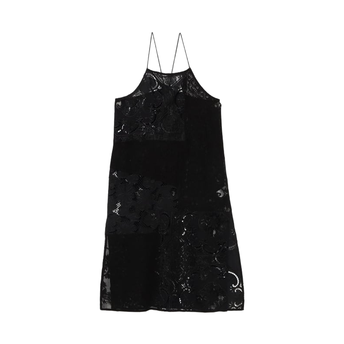 (W) 레이 빔즈 레이스 패치워크 카미 드레스 블랙((W) Ray Beams Lace Patchwork Cami Dress Black)