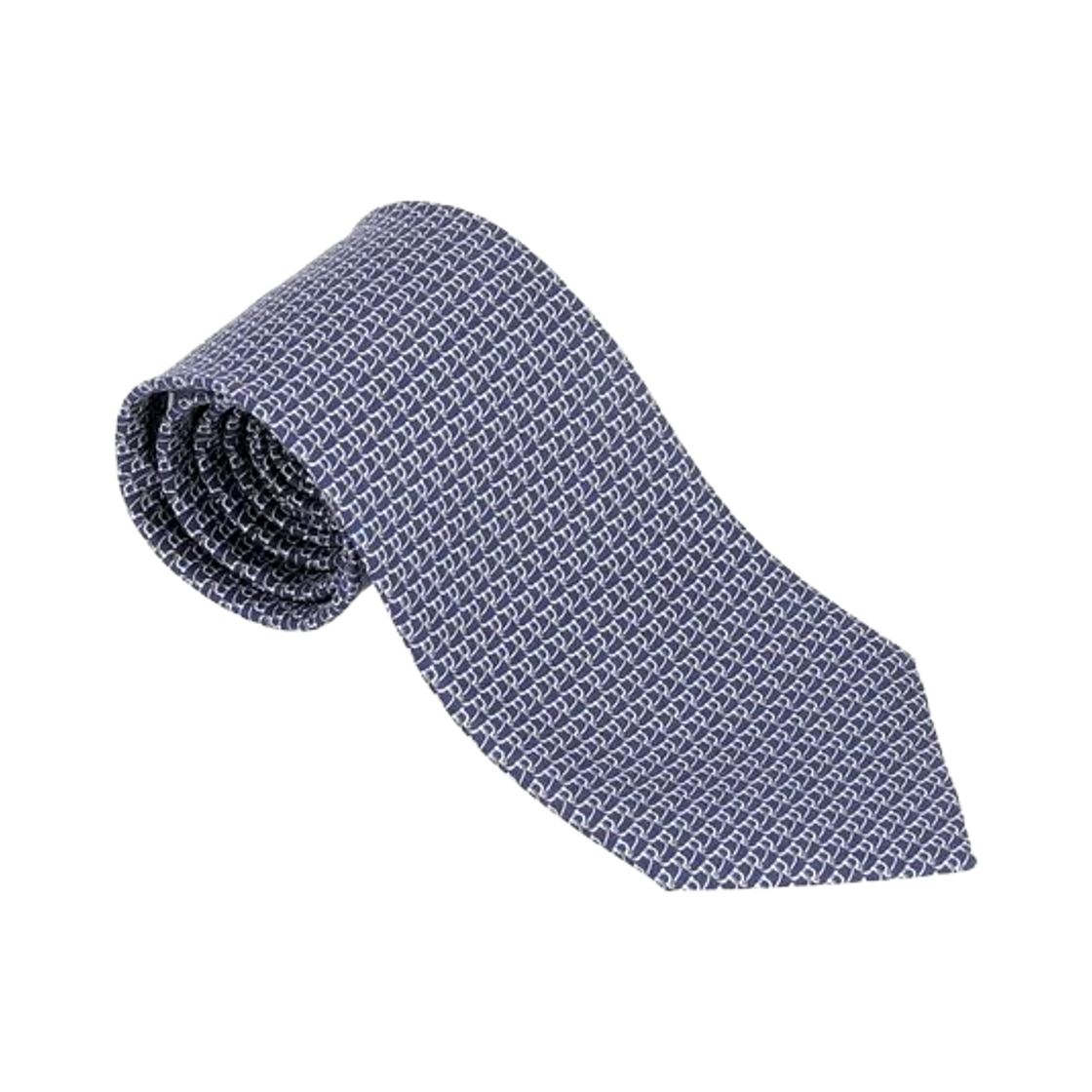 351323-789040 Ferragamo Gancini Print Silk Tie Blue