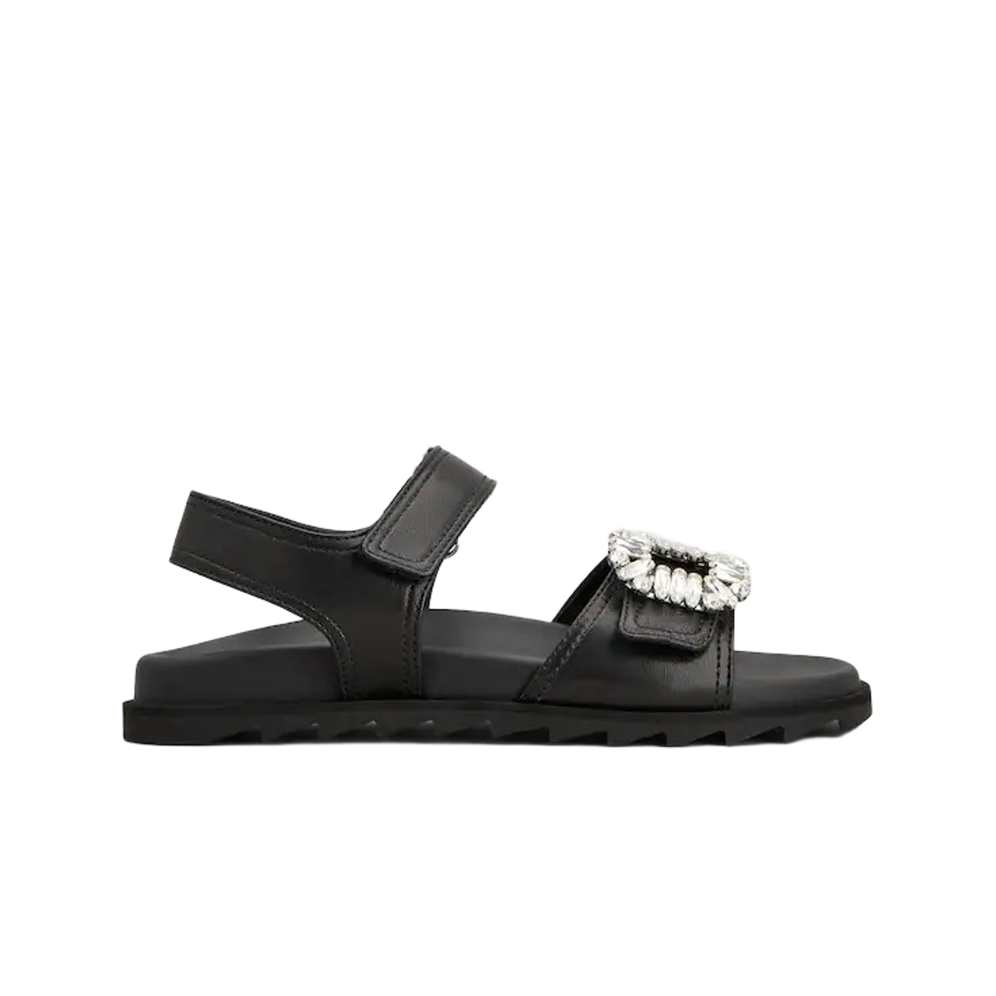 (W) 로저 비비에 레더 슬라이디 비브 샌들 블랙((W) Roger Vivie Slidy Viv' Sandal in Leather Black)