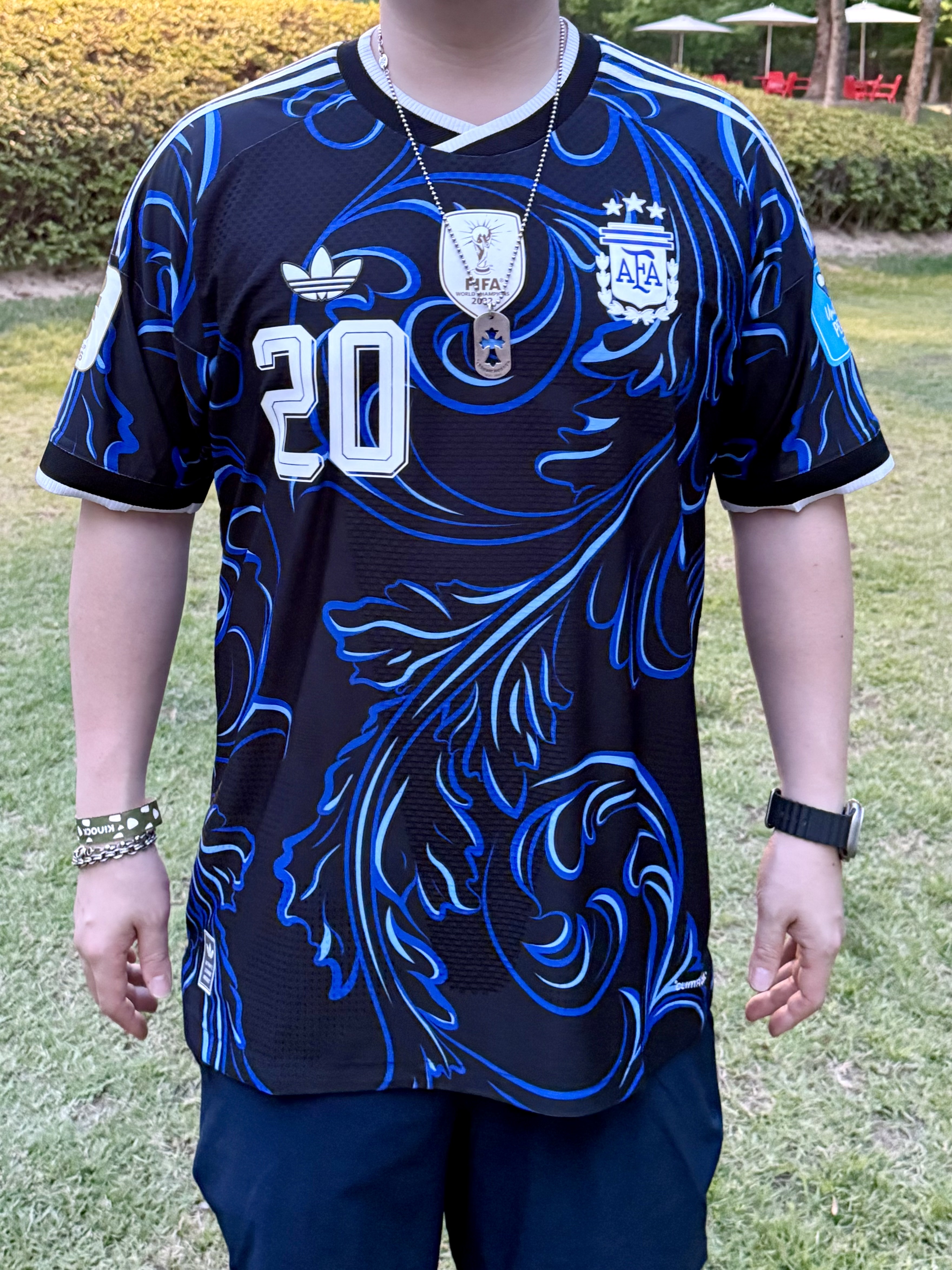 Adidas Argentina 2026 Away Jersey Black Lucid Blue - KR Sizing (Non Marking Ver.), Adidas Argentina 2026 Away Authentic Jersey Black Lucid Blue - KR Sizing (Non Marking Ver.) 착용 스타일 - 3