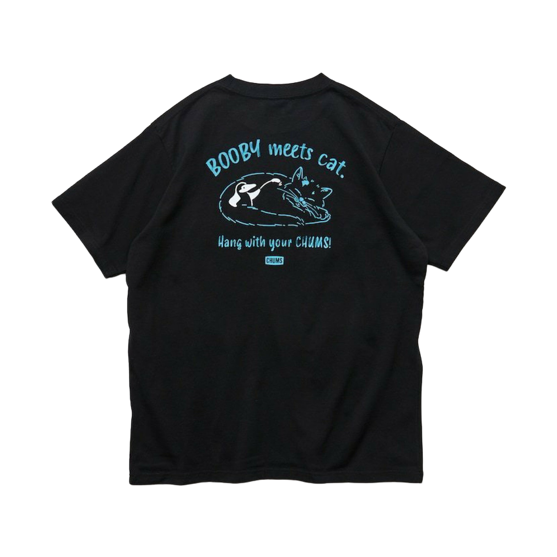 프릭스 스토어 x 첨스 캣 모티프 백 프린트 크루넥 리미티드 에디션 티셔츠 블랙(Freak's Store x Chums Cat Motif Back Print Crew Neck Limited Edition T-Shirt Black)