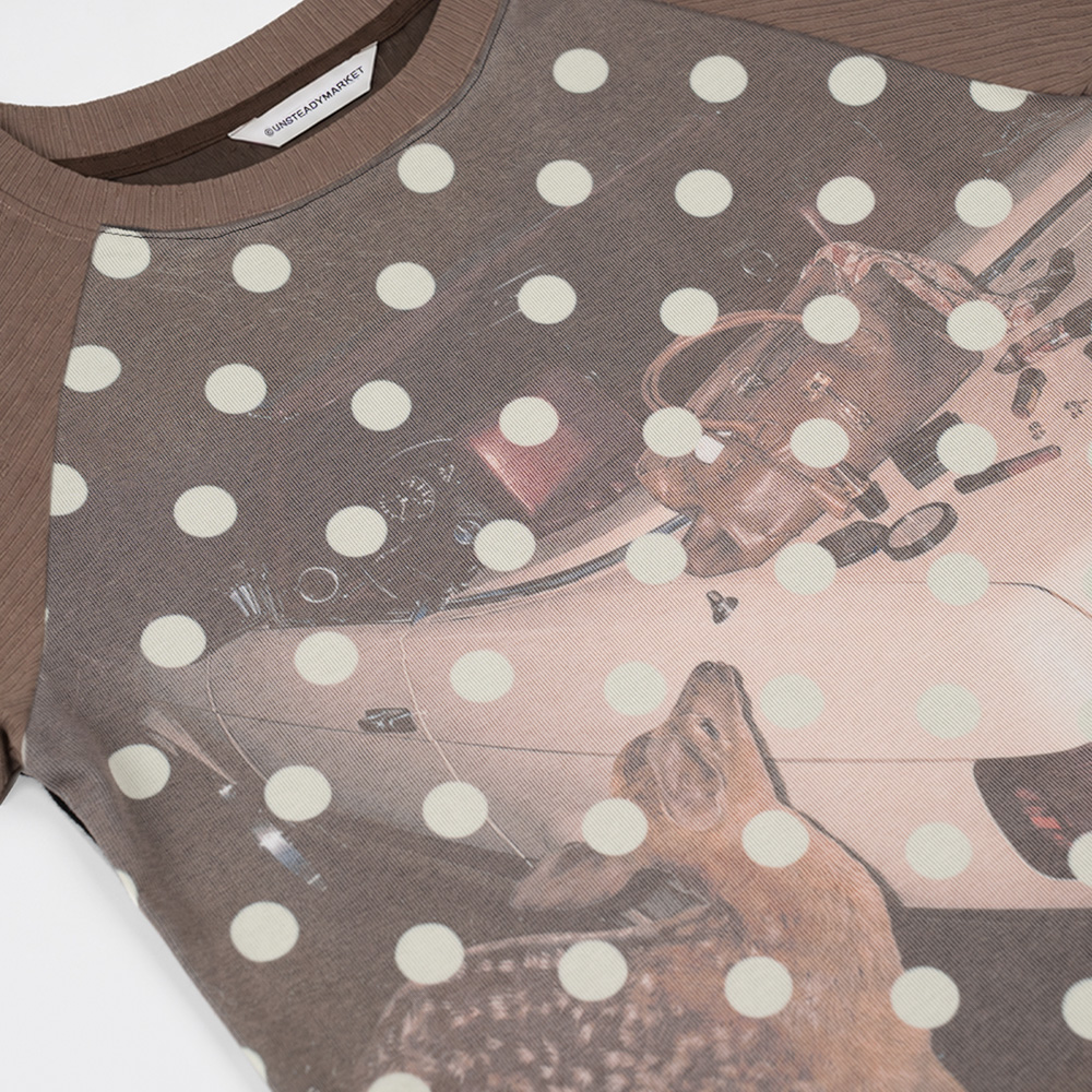 언스테디마켓 프린티드 나그랑 티셔츠 브라운(UnsteadyMarket Printed Raglan Tee_Brown) - 3