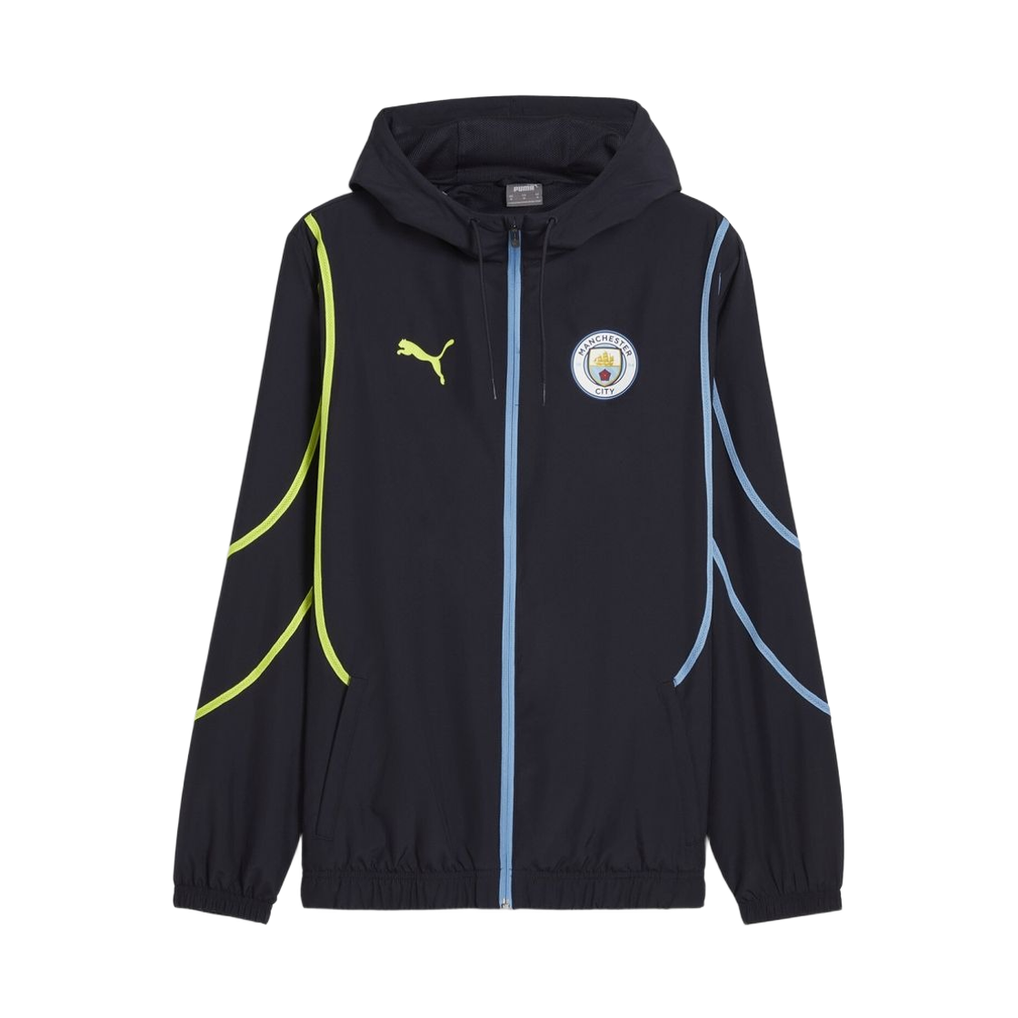 777580-24 Puma Manchester City Prematch Woven Jacket New Navy Yellow Glow (Non Marking Ver.)