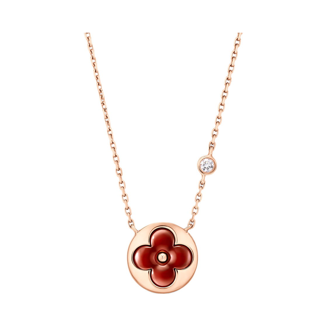 Q93826 (W) Louis Vuitton Color Blossom BB Sun Pendant Pink Gold Cornelian Diamond