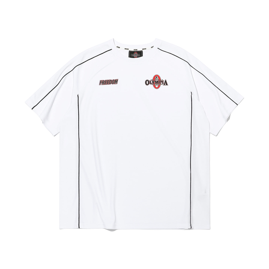프리덤 올림피아 라인 패널 반팔 티셔츠 화이트(FREEDOM Olympia Line Panel Short Sleeve T-Shirt White)