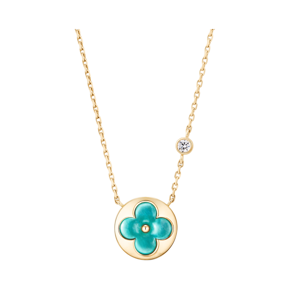 Q03793 (W) Louis Vuitton Color Blossom BB Sun Pendant Yellow Gold Amazonite Diamond