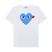 Play Comme des Garcons Red Heart Printed Blue Heart T-Shirt White