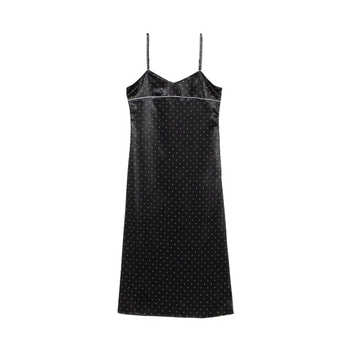 (W) 레이 빔즈 사틴 도트 캐미솔 드레스 블랙((W) Ray Beams Satin Dot Camisole Dress Black)