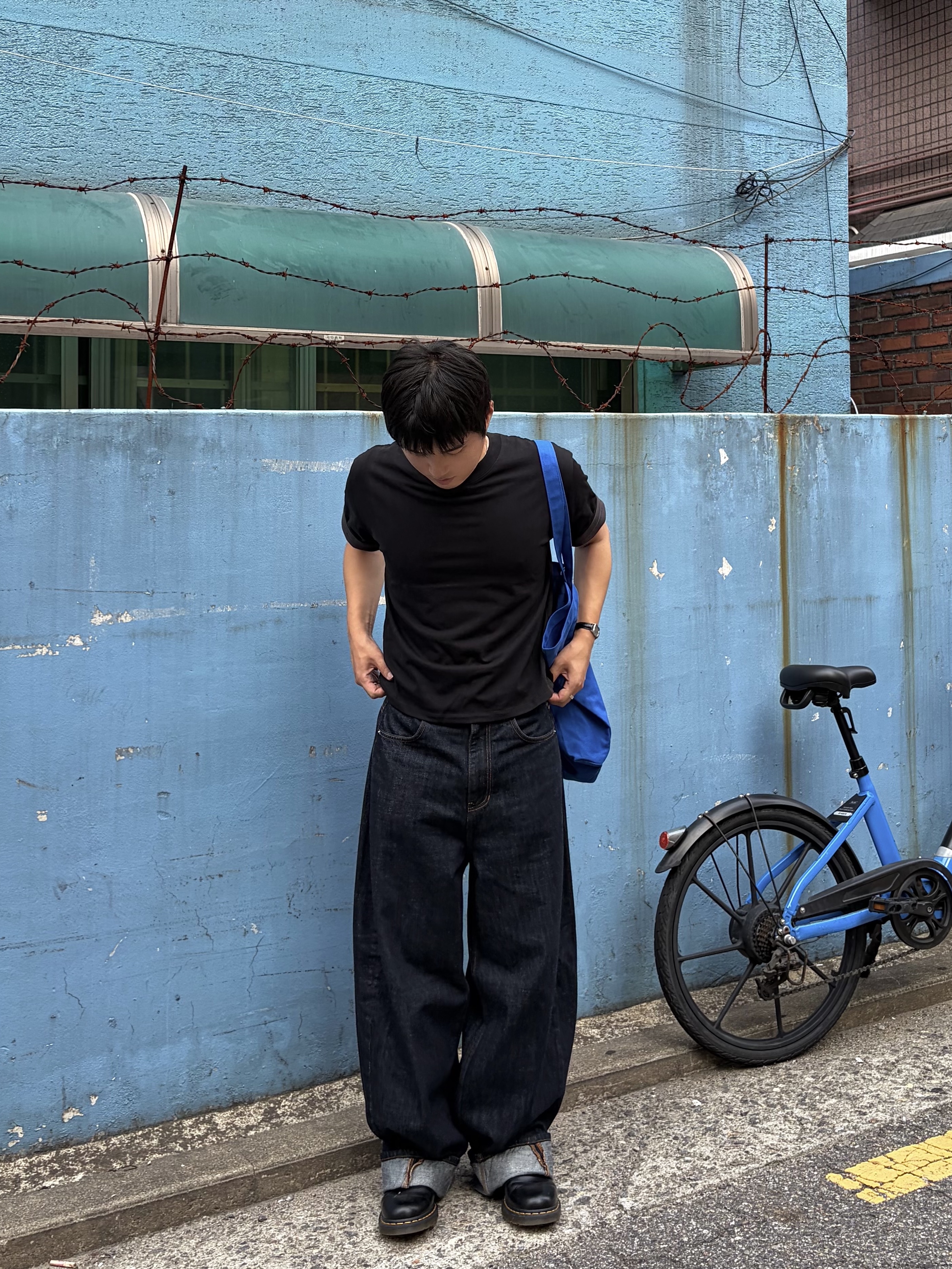 noun Easeful Tote Bag Blue, noun Wide Curved Denim Pants One Washed 착용 스타일 - 3