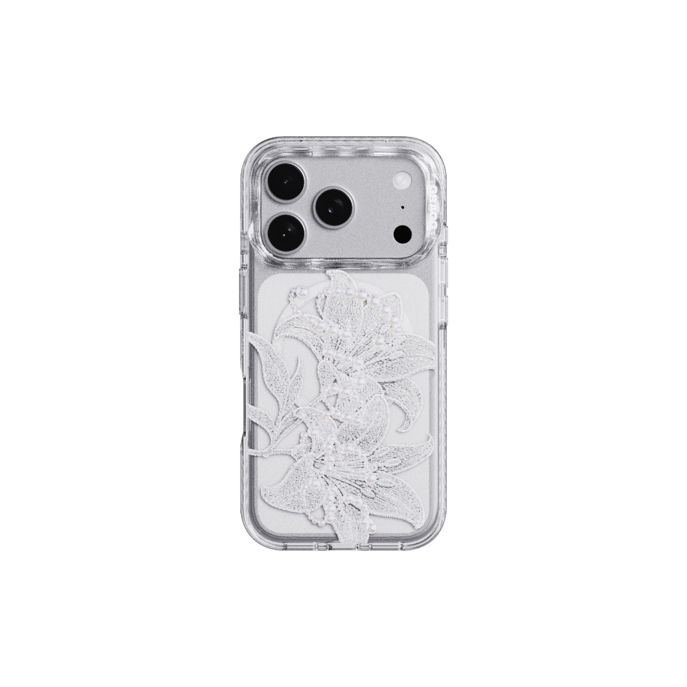 [5%적립/15%쿠폰] 프레임 패턴 케이스 클리어 아이보리 릴리([5%적립/15%쿠폰] MAGSAFE LAYERS FRAME CASE CLEAR - IVORY LILY)