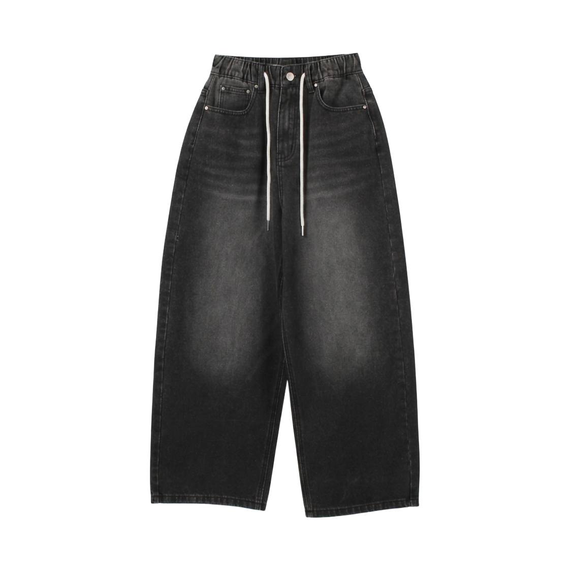 GC3959 GCLIP Essential String Banding Long Wide Denim Pants Black