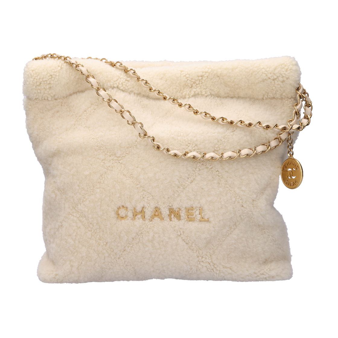 ITU3LMJDFFBL Chanel 22 Bag in Ecru Shearling