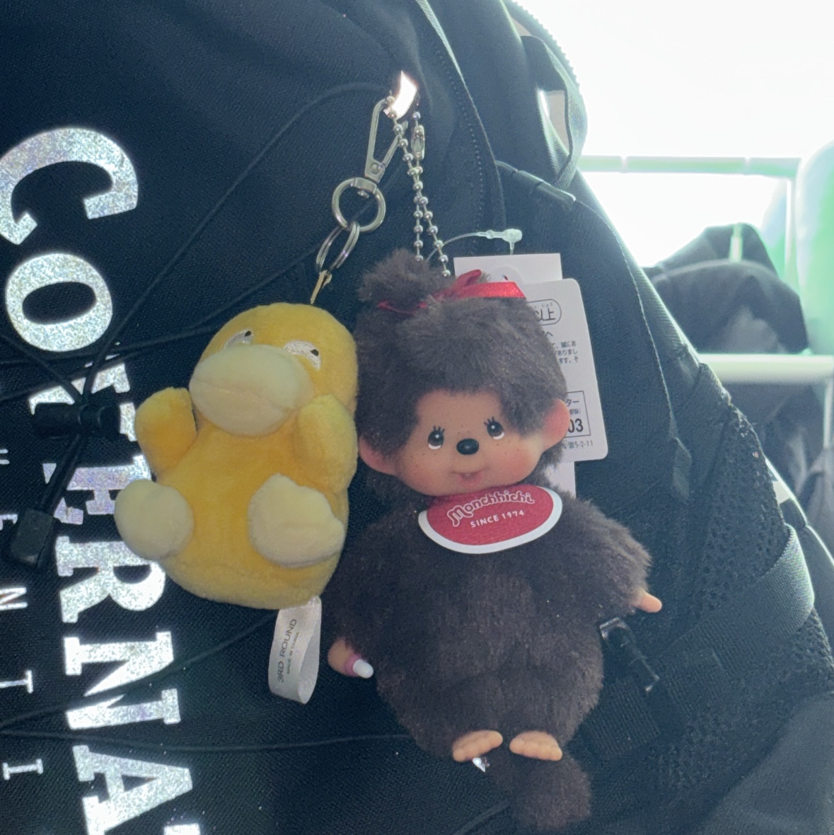 Monchhichi SS Girl Key Chain Brown 착용 스타일 - 1