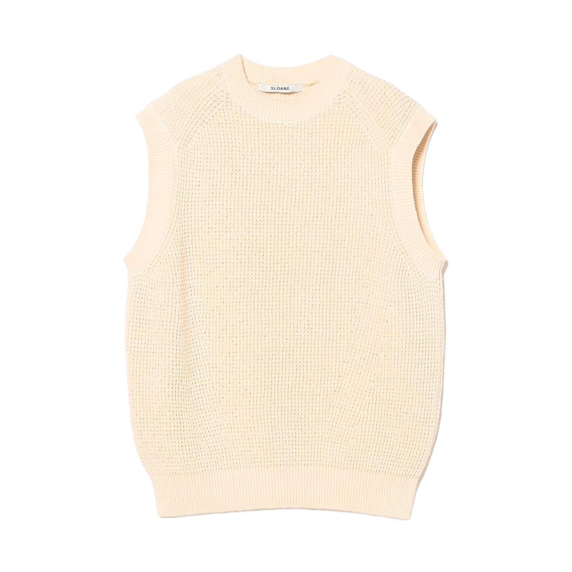 64-05-0512-355 (W) Demi-Luxe Beams x Sloane 7 Gauge Rib Knit Crewneck Sleeveless Ivory