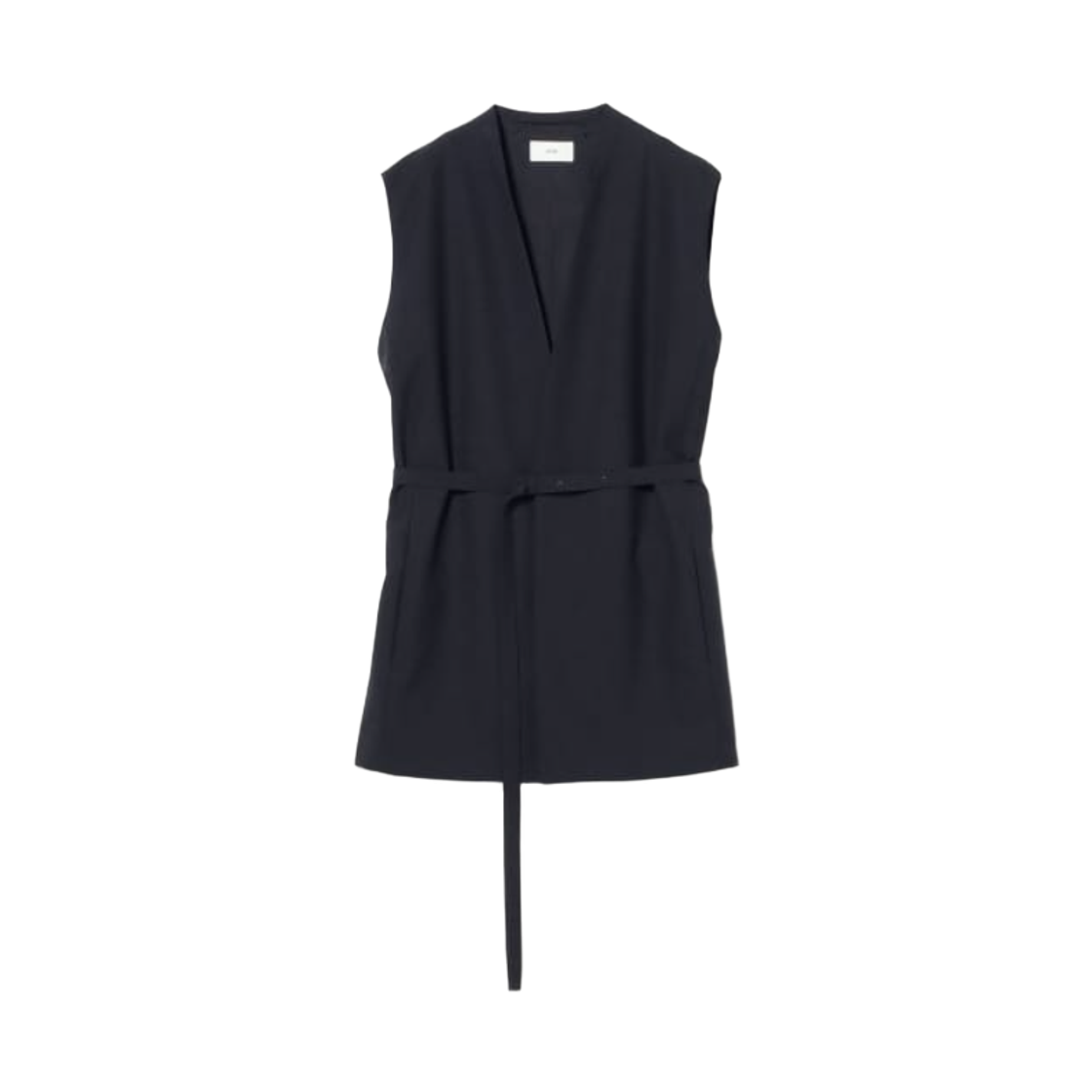 (W) 데미 럭스 빔즈 x 에이톤 울 트로피컬 칼라리스 질레 네이비((W) Demi-Luxe Beams x ATON Wool Tropical Collarless Gilet Navy)