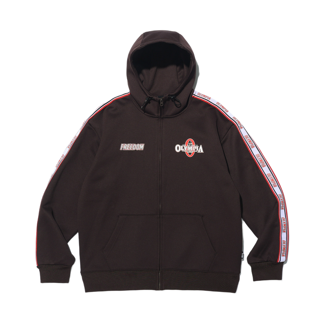 프리덤 올림피아 레터링 메쉬 엠보 후드자켓 브라운(FREEDOM Olympia Lettering Mesh Embossed Hood Zip-up Brown)