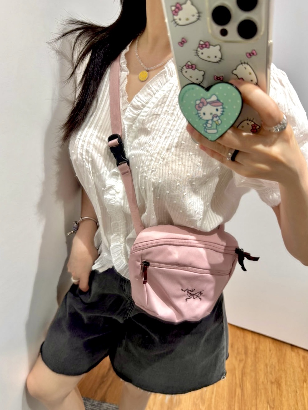 Arc'teryx Mantis 2 Waistpack Bliss, Emis Washed Denim Ball Cap Light Blue Denim Pink 착용 스타일 - 1