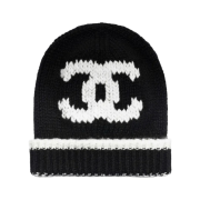 Chanel Beanie Cashmere Black White