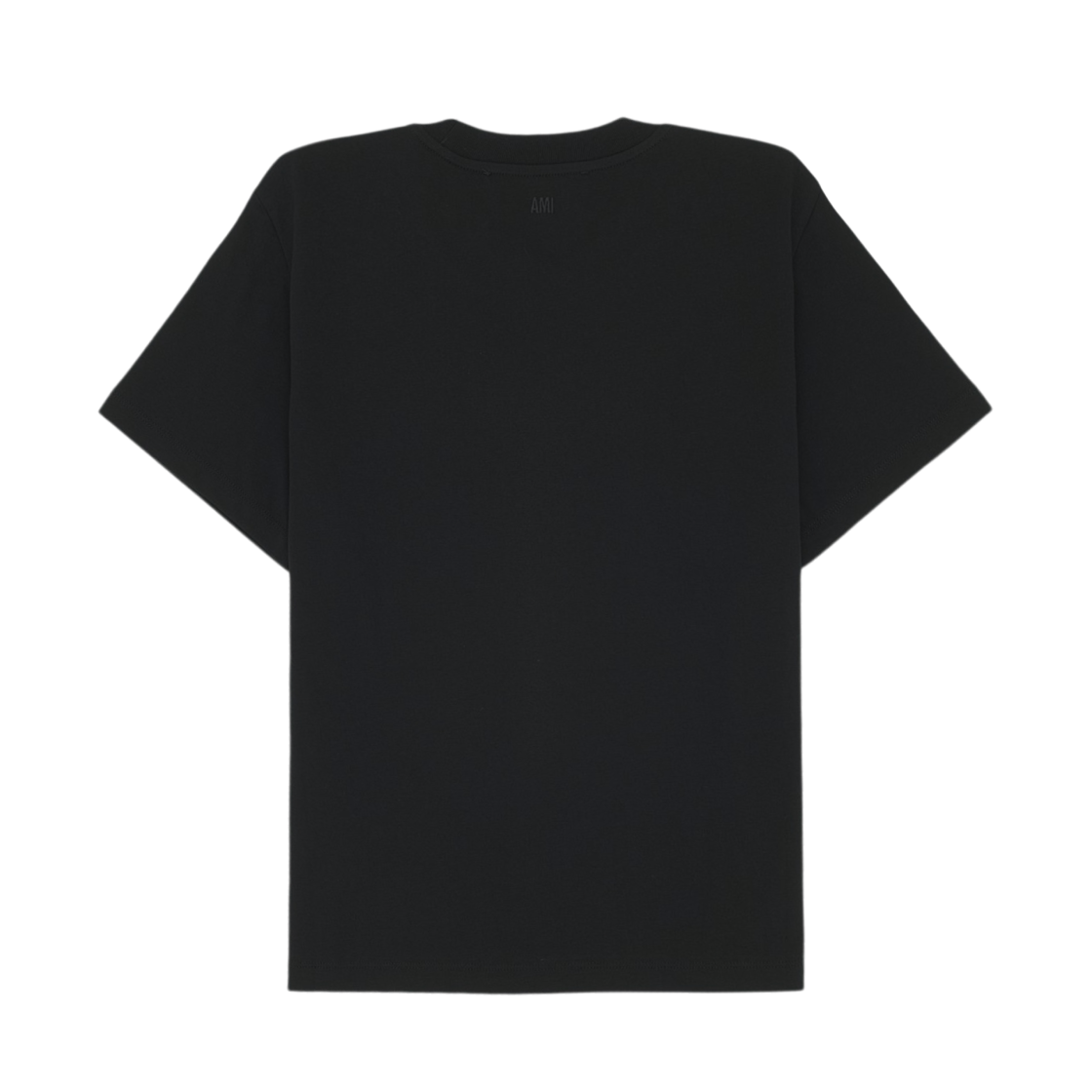 (W) 아미 블랙 코튼 아미 드 하트 크롭 티셔츠 블랙 화이트 크림((W) AMI Black Cotton Ami De Coeur Cropped T-Shirt Black White Cream) - 2