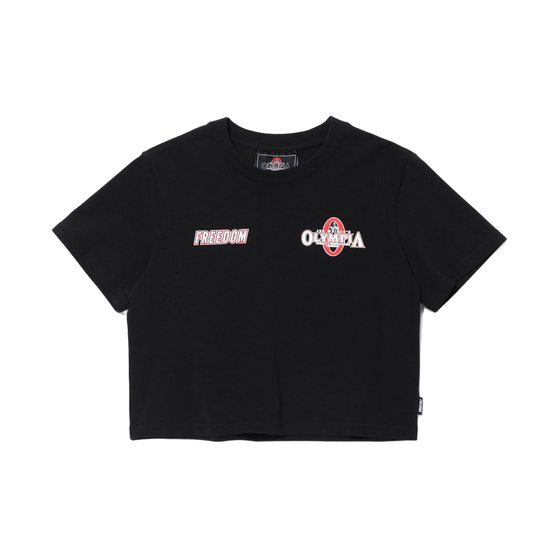 프리덤 우먼스 올림피아 스몰 로고 크롭 티셔츠 블랙(FREEDOM Womens Olympia Small Logo Crop T-Shirts Black) - 1