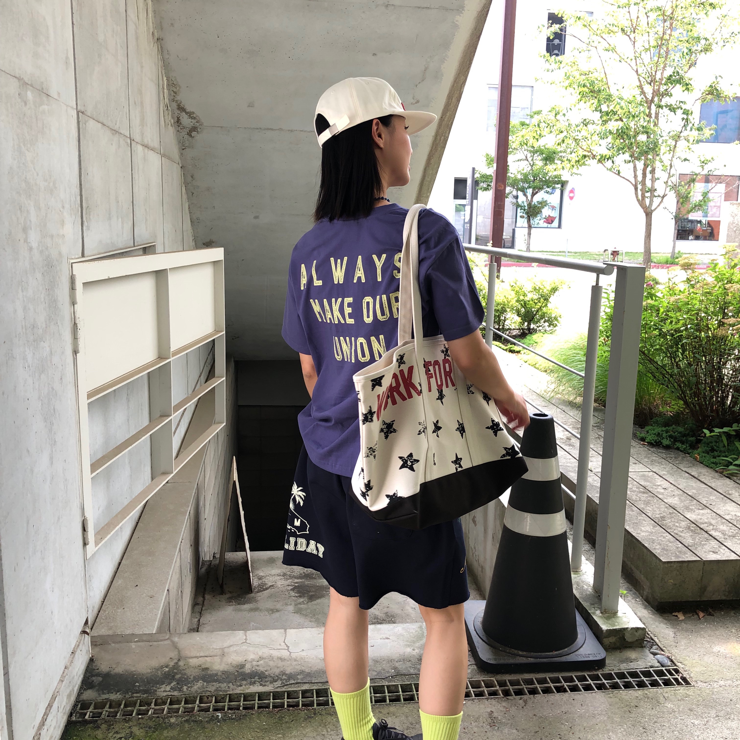 AMOU Work For Peace 5pannel Cap Ivory, AMOU Work For Peace 5pannel Cap Black 착용 스타일 - 5