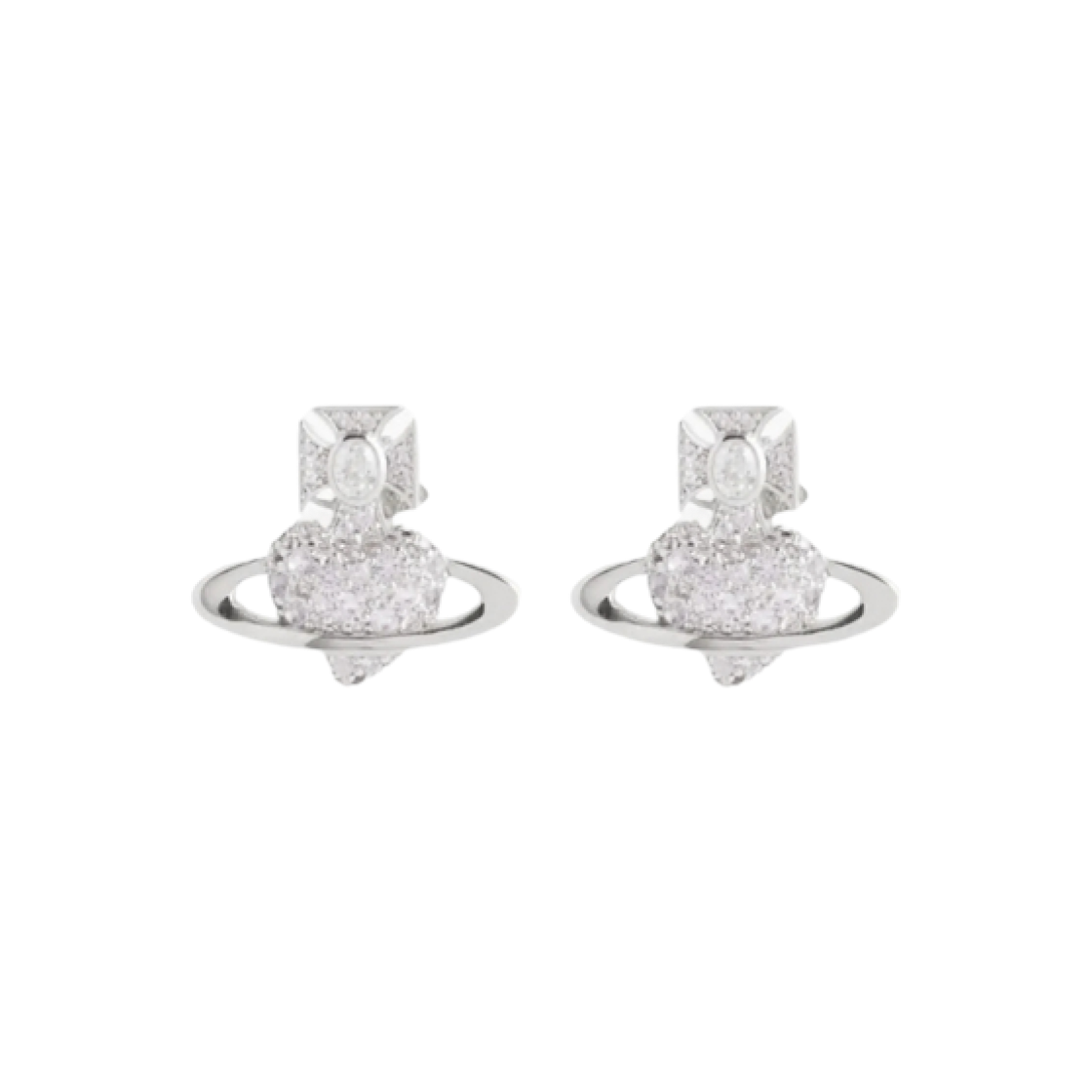 6201036H-02P102 (W) Vivienne Westwood Afatha Earrings Silver White