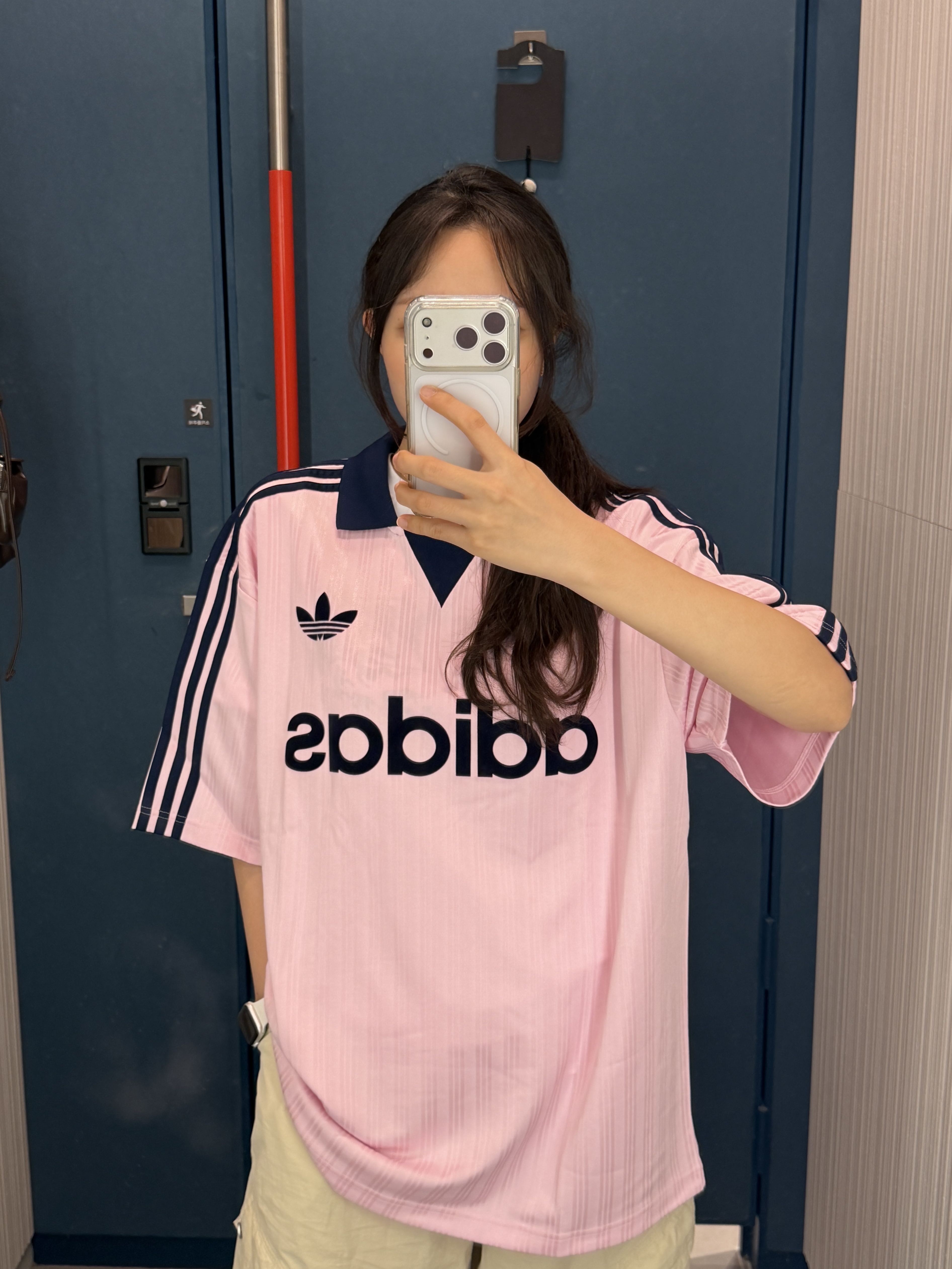 Adidas Originals Collared Goalie Top Clear Pink - KR Sizing 착용 스타일 - 1