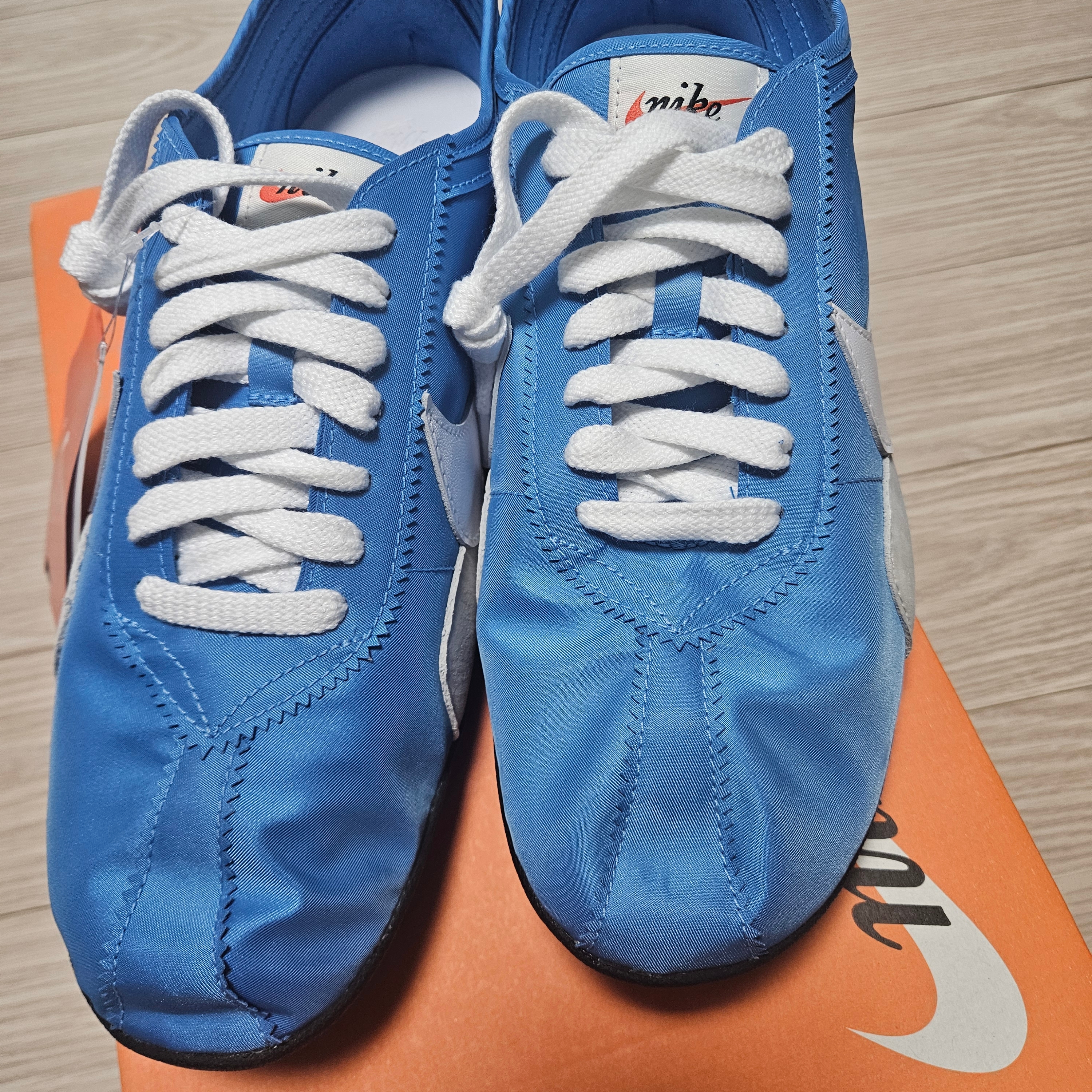 (W) Nike Moon Shoe Italy Blue and Neutral Grey 착용 스타일 - 1