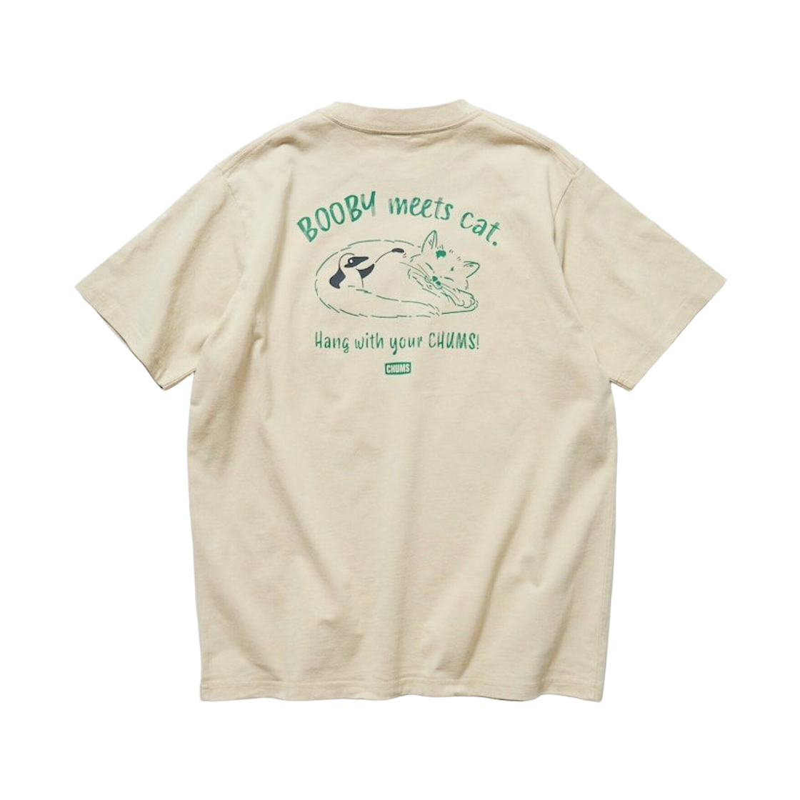 프릭스 스토어 x 첨스 캣 모티프 백 프린트 크루넥 리미티드 에디션 티셔츠 베이지(Freak's Store x Chums Cat Motif Back Print Crew Neck Limited Edition T-Shirt Beige)