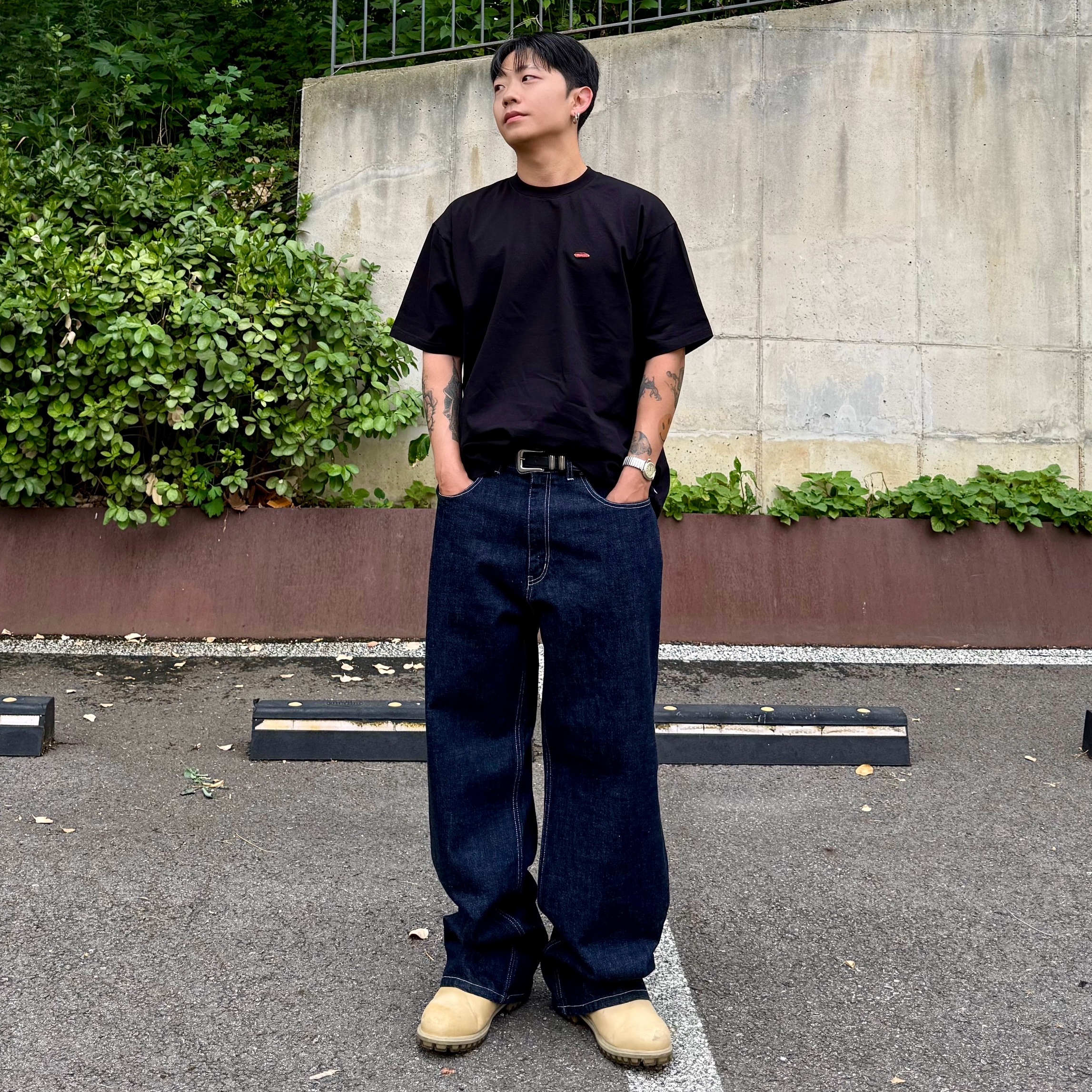 AKRYL Jersey Tee Super Black - 26FW, AKRYL Denim Boxy Pants One Wash - 26FW ์ฐฉ์ฉ ์คํ์ผ - 3