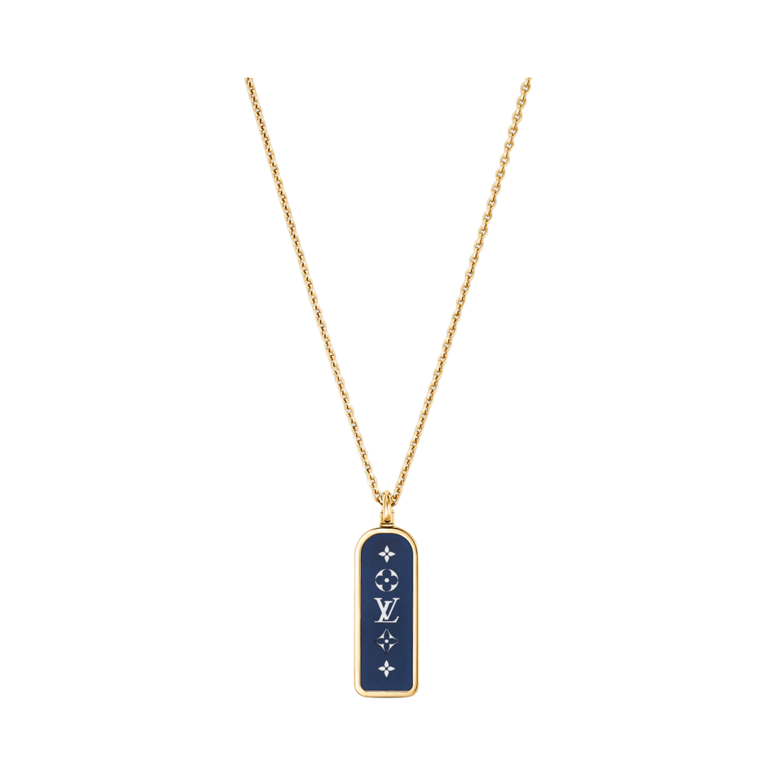 Q03056 Louis Vuitton Les Gastons Vuitton Small Tag Pendant Yellow Gold Blue Titanium