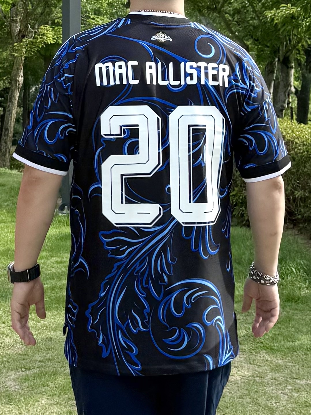 Adidas Argentina 2026 Away Jersey Black Lucid Blue - KR Sizing (Non Marking Ver.), Adidas Argentina 2026 Away Authentic Jersey Black Lucid Blue - KR Sizing (Non Marking Ver.) 착용 스타일 - 4