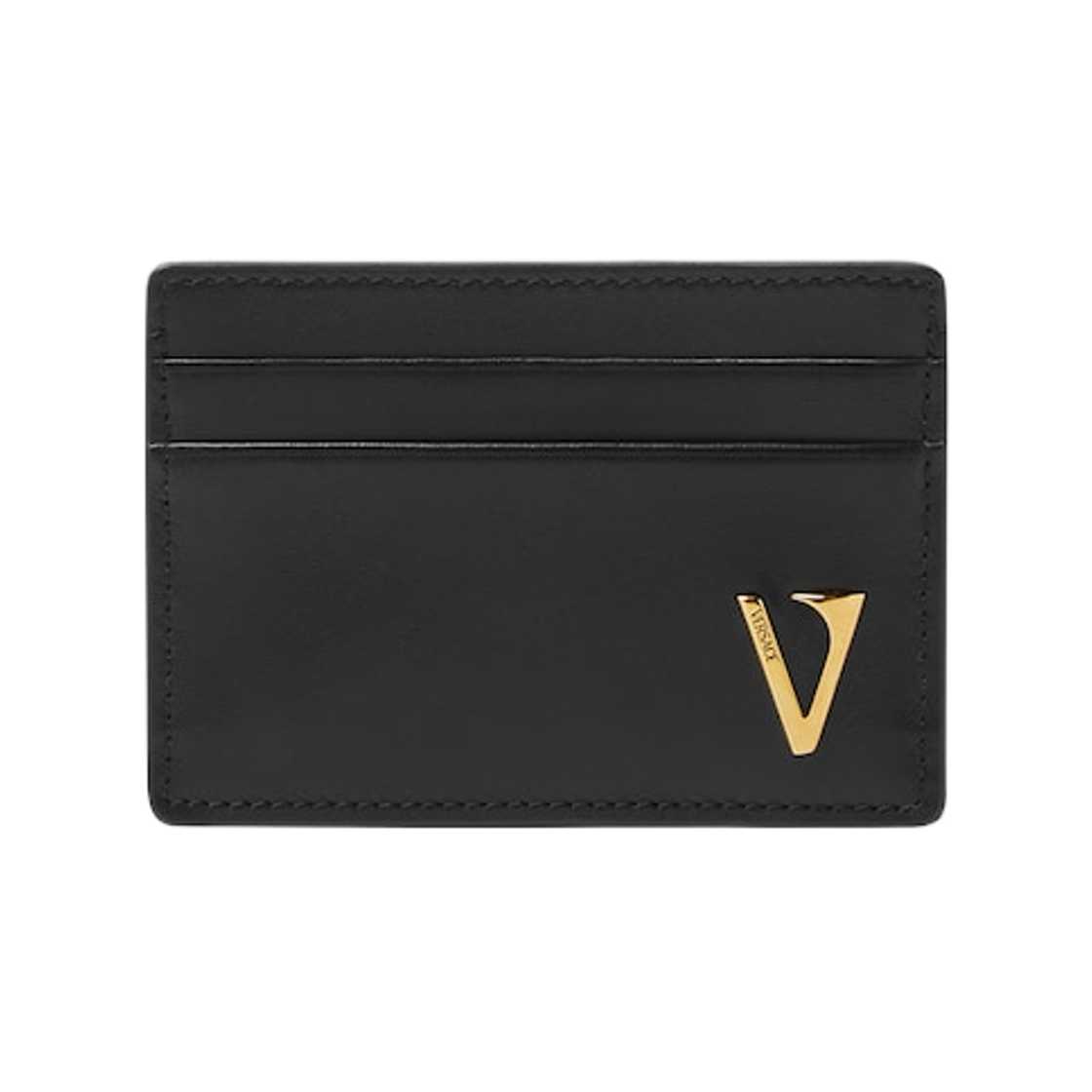 DPN2467-1A16678-1B00V Versace V Leather Card Holder Black Gold